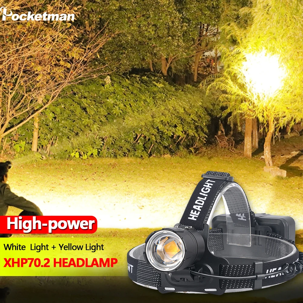 New Yellow Light White Light Headlamp XHP70.2 Most Powerful Head-mounted Led Headlight Zoomable XHP70 Fishing Camping
New Yellow Light White Light Headlamp XHP70.2 Most Powerful Head-mounted Led Headlight Zoomable XHP70 Fishing Camping