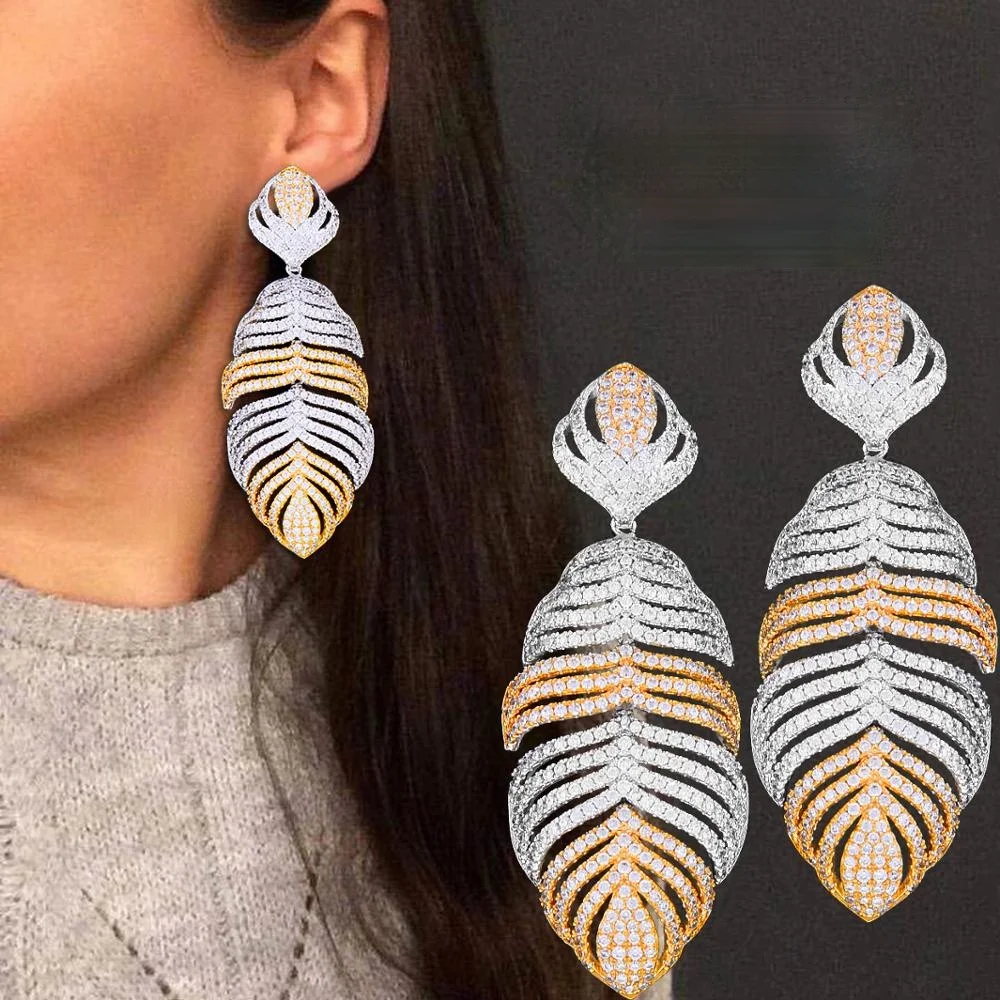 KellyBola Luxury Long Leaf Feather Drop Earrings For Women Wedding Cubic Zirconia CZ DUBAI Bridal Earring Jewelry Accessories 
KellyBola Luxury Long Leaf Feather Drop Earrings For Women Wedding Cubic Zirconia CZ DUBAI Bridal Earring Jewelry Accessories
