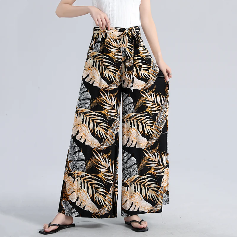 New ladies summer retro fashion wide-leg pants casual pants elastic waist lace-up trousers slit thigh pants breathable pants
New ladies summer retro fashion wide-leg pants casual pants elastic waist lace-up trousers slit thigh pants breathable pants