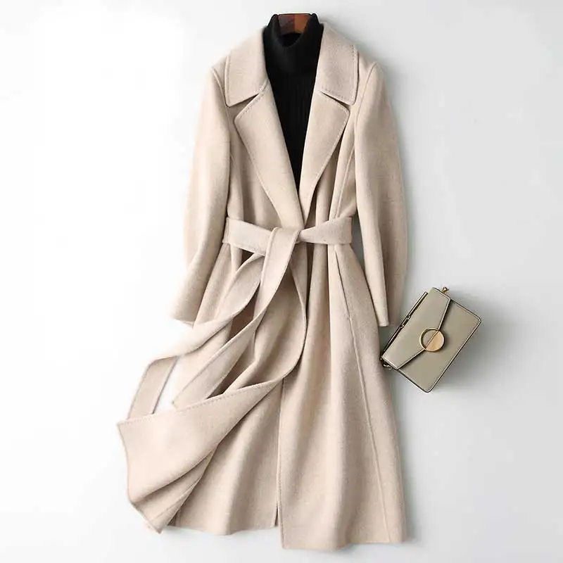 2021 Women Cashmere Long Coat Elegant Turn Down Collar Woolen Coat With Belt Open Stitch Design Winter Warm Coat Casaco Feminino
2021 Women Cashmere Long Coat Elegant Turn Down Collar Woolen Coat With Belt Open Stitch Design Winter Warm Coat Casaco Feminino