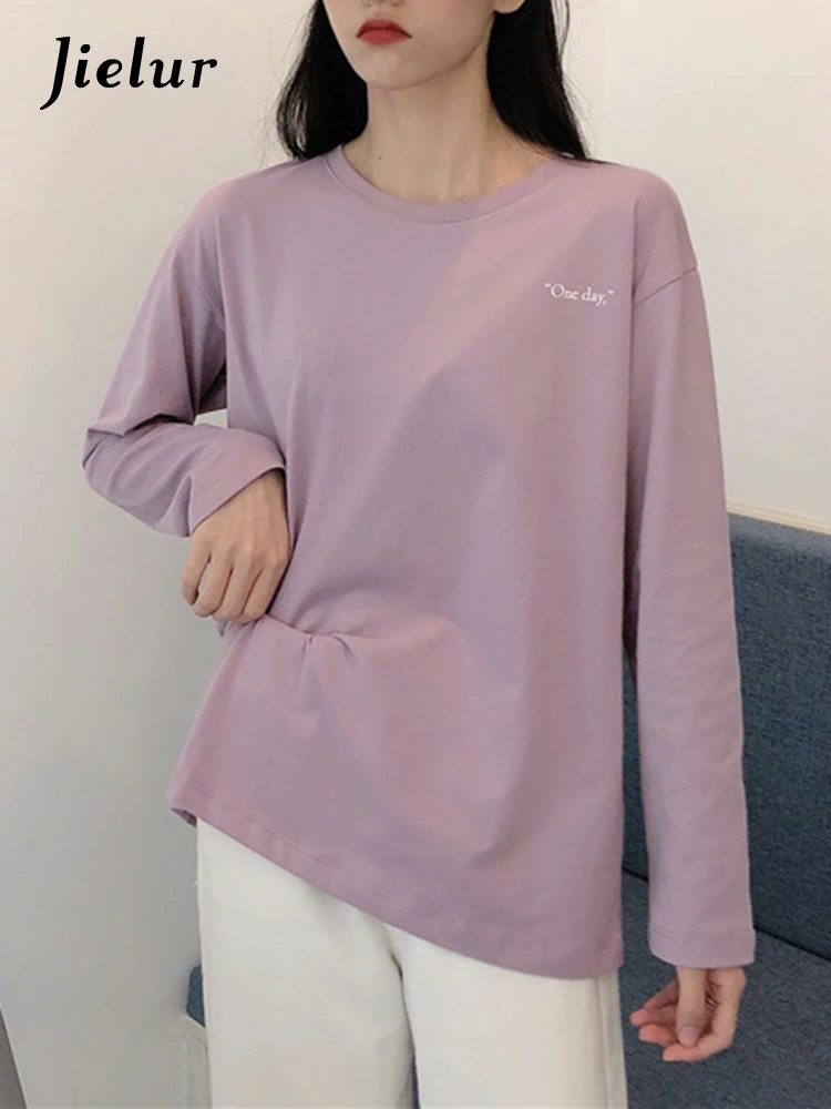 Jielur Leisure Black Tshirts 2022 New Korean Style Simple Student All-match Long Sleeve T-shirt Women Classic Purple Female Tops
Jielur Leisure Black Tshirts 2022 New Korean Style Simple Student All-match Long Sleeve T-shirt Women Classic Purple Female Tops