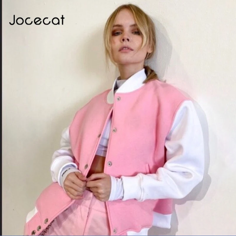 Осень 2020, бейсбольные куртки Jocecat в стиле пэчворк, женская одежда в английском стиле, пальто с отложным воротником и длинным рукавом 90-х
Осень 2020, бейсбольные куртки Jocecat в стиле пэчворк, женская одежда в английском стиле, пальто с отложным воротником и длинным рукавом 90-х