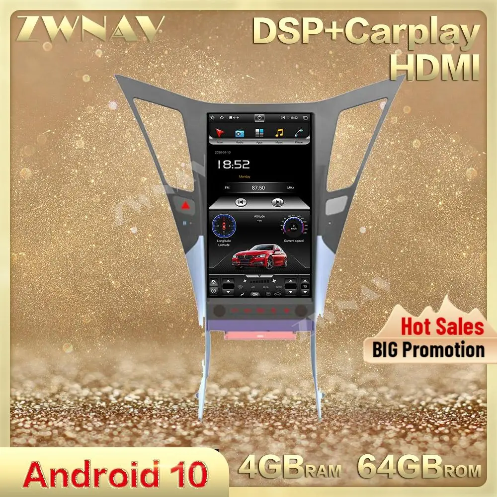 

Tesla Style vertical Screen 4GB+64GB Android 10.0 car multimedia player For HYUNDAI SONATA 2010 -2014 radio stereo GPS head unit