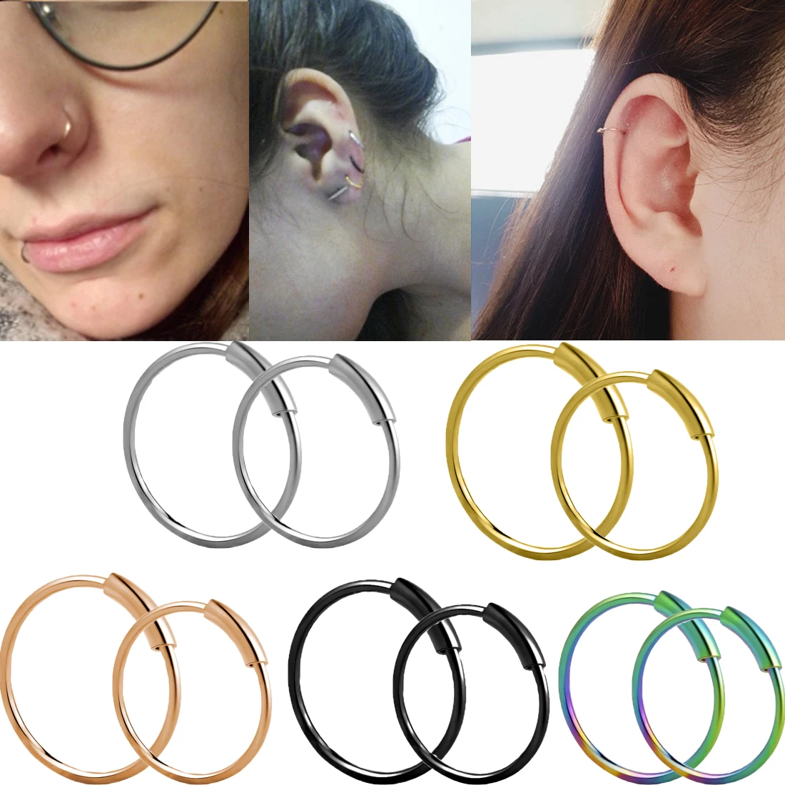 Classic Piercing Nose Rings Stainless Steel Hip Hop Septum Women Men Nose Lip Ring Simple Body Piercing Jewelry
Classic Piercing Nose Rings Stainless Steel Hip Hop Septum Women Men Nose Lip Ring Simple Body Piercing Jewelry