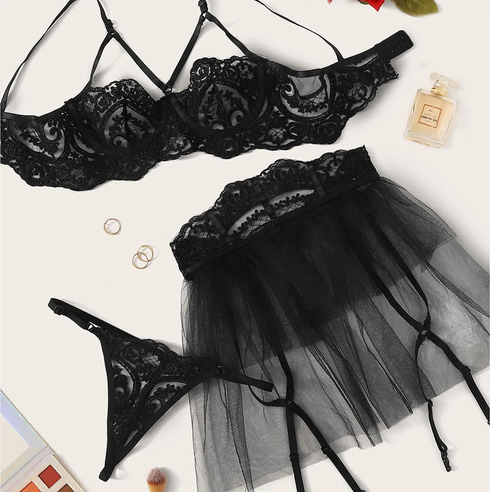 Sexy Lingerie Set Women Lace Mesh Hollow Out Underwear 3pc Sleepwear Babydoll Bra Garter Briefs Suit Nightwear Erotic Costume
Sexy Lingerie Set Women Lace Mesh Hollow Out Underwear 3pc Sleepwear Babydoll Bra Garter Briefs Suit Nightwear Erotic Costume