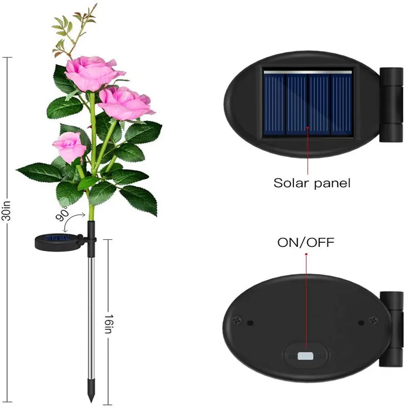 3LED Solar Simulation Rose Flower Lamp Waterproof Garden Landscape Lamp Outdoor Lighting Lawn Light Home Decorative Night Lights
3LED Solar Simulation Rose Flower Lamp Waterproof Garden Landscape Lamp Outdoor Lighting Lawn Light Home Decorative Night Lights