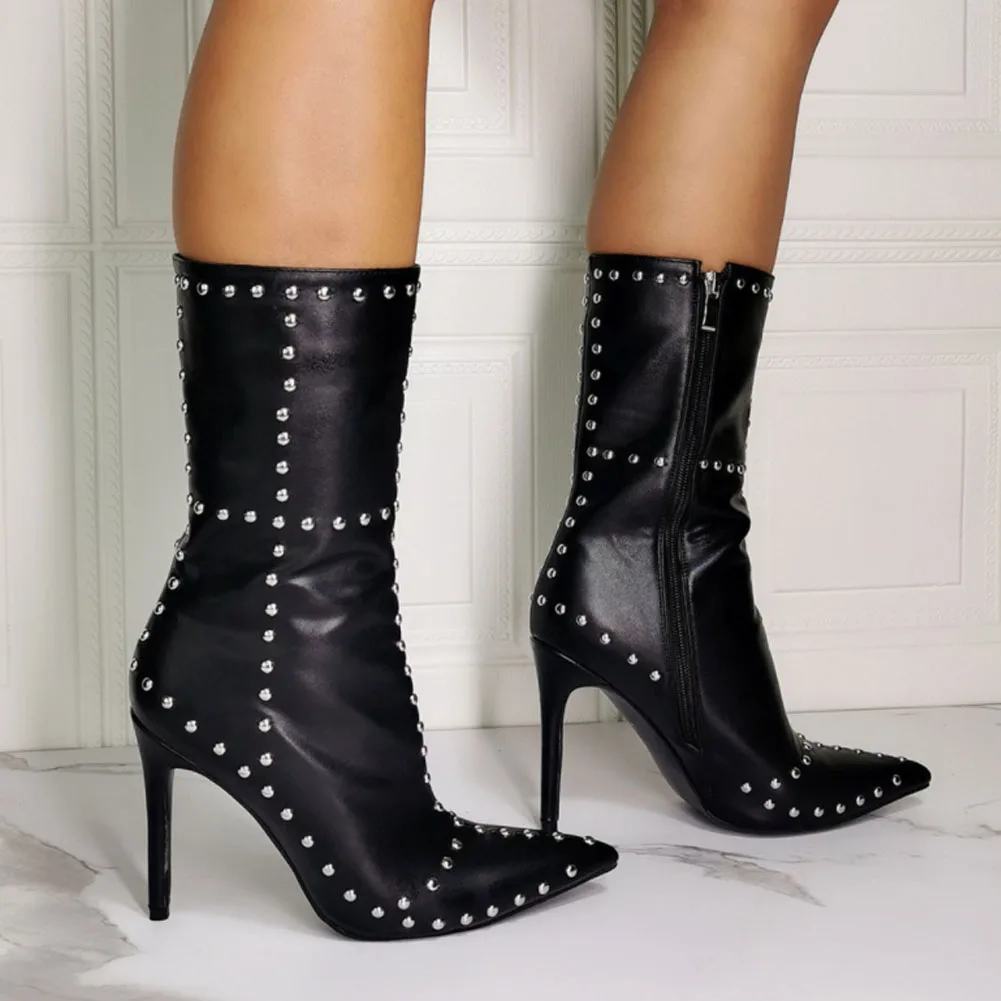 High Quality Female Boots Super High Thin Heels Pointed Toe Zip Rivet 2021 Sexy Elegant Women Ankle Boots Shoes Big Size 47
High Quality Female Boots Super High Thin Heels Pointed Toe Zip Rivet 2021 Sexy Elegant Women Ankle Boots Shoes Big Size 47