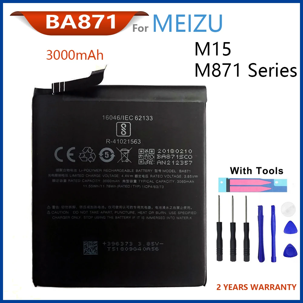 100% Genuine BA871 Battery For MEIZU Meilan M15 M871 3000mAh Mobile Phone High Quality Batteries With Gifts Tools
100% Genuine BA871 Battery For MEIZU Meilan M15 M871 3000mAh Mobile Phone High Quality Batteries With Gifts Tools