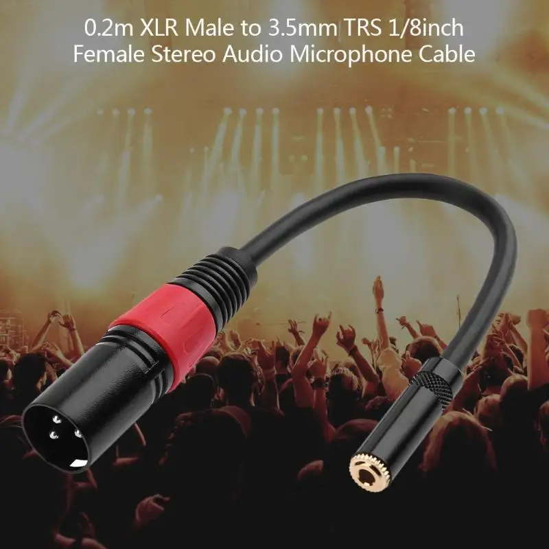 0.3m XLR 3 Pin Male Plug to 3.5mm TRS 1/8inch Female Stereo Audio Adapter Microphone Extension Cable Wire
0.3m XLR 3 Pin Male Plug to 3.5mm TRS 1/8inch Female Stereo Audio Adapter Microphone Extension Cable Wire