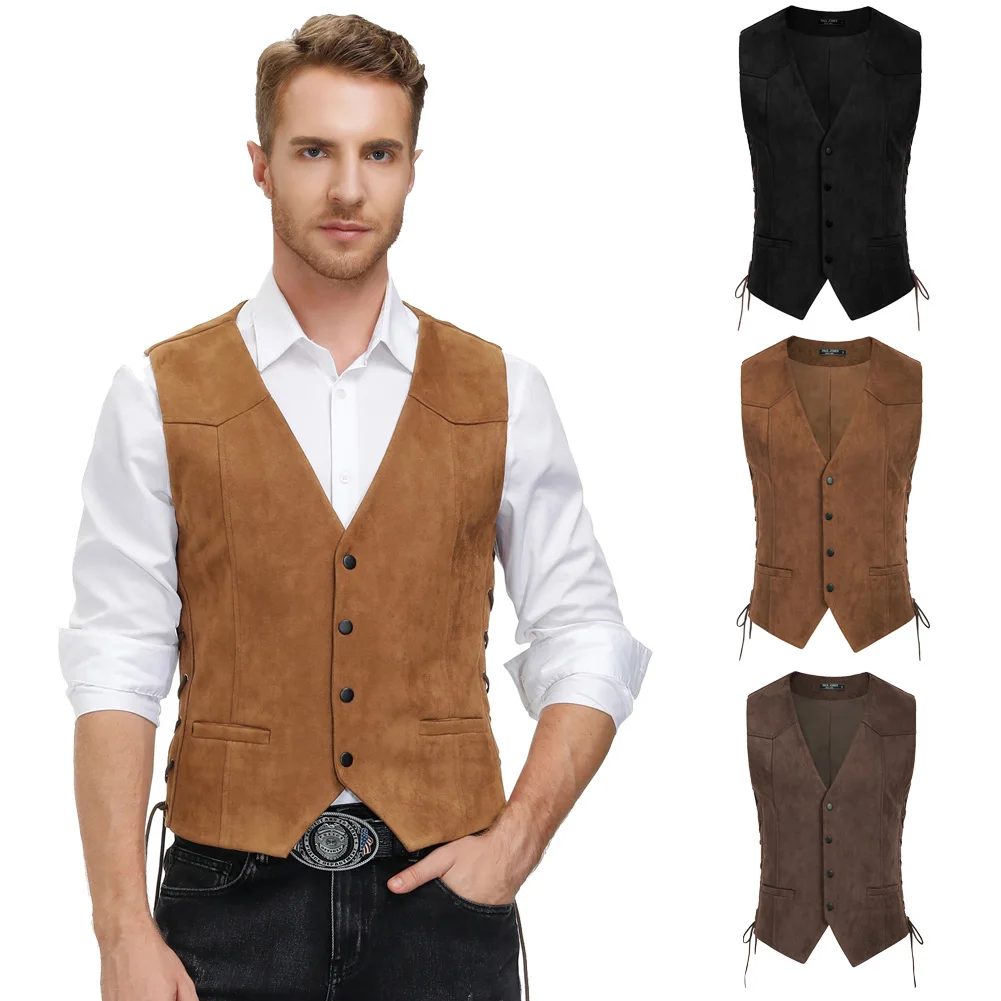 Men Renaissance Snap-button Placket Vest Coat V-Neck Snap-Button Placket Handkerchief Hem Adjustable Lacing At Both Sides
Men Renaissance Snap-button Placket Vest Coat V-Neck Snap-Button Placket Handkerchief Hem Adjustable Lacing At Both Sides