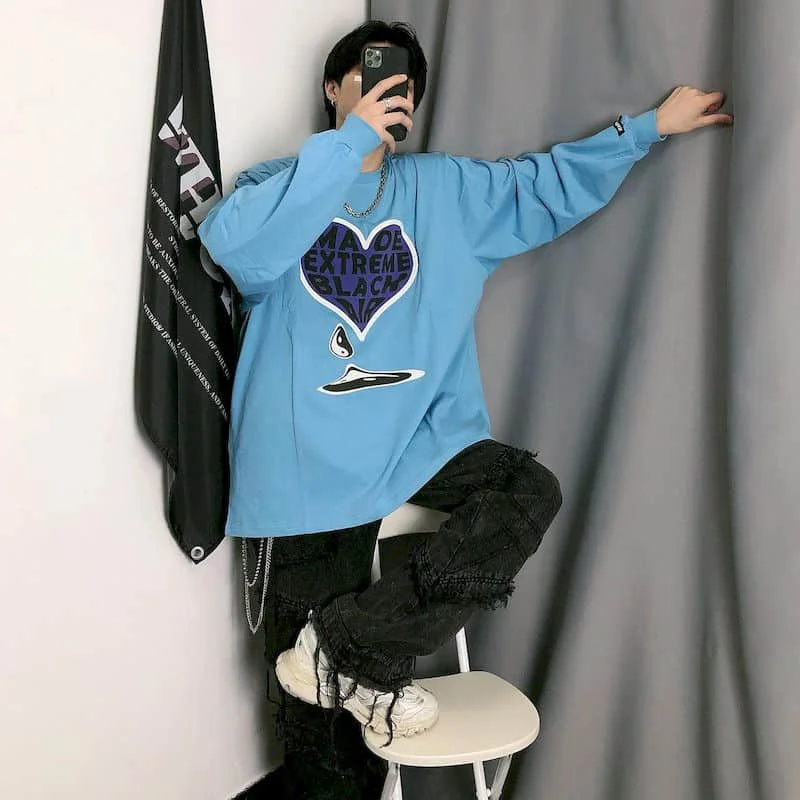 Autumn New High Street Harajuku Love Printing Loose Long-sleeved T-shirt Men And Women Hong Kong Style Couple Sweater Tide
Autumn New High Street Harajuku Love Printing Loose Long-sleeved T-shirt Men And Women Hong Kong Style Couple Sweater Tide
