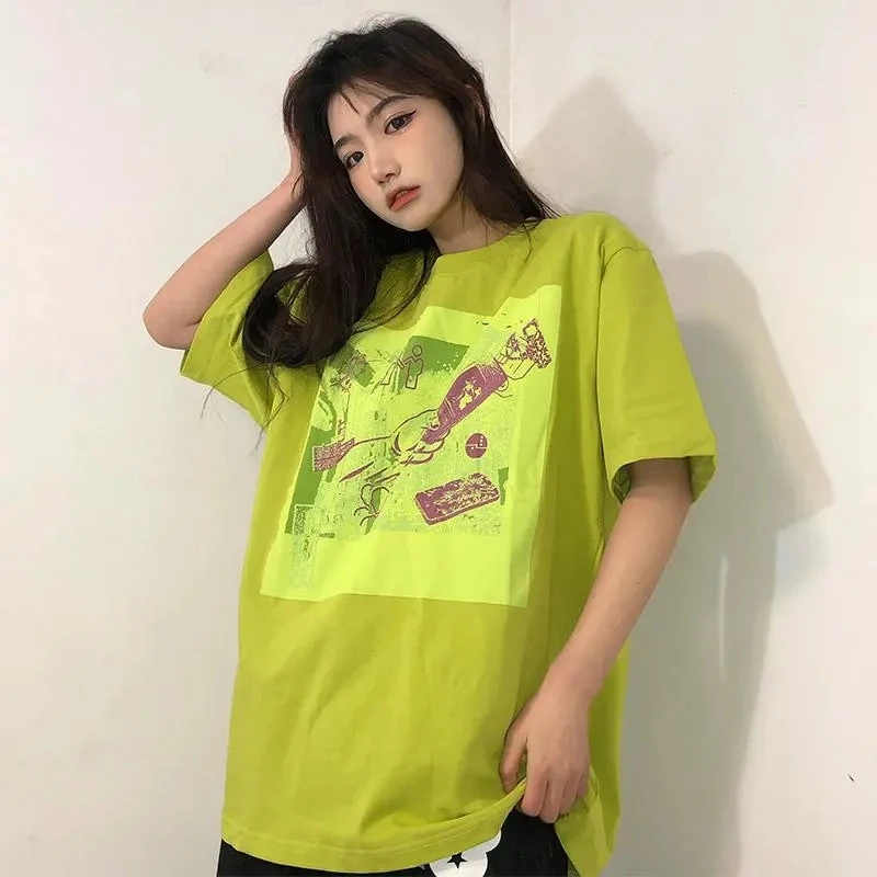 Loose Basic Letter Printed All Women Female Short Sleeve Top T-shirts vintage bar Match Oversize College Wind Street Hot Sale 
Loose Basic Letter Printed All Women Female Short Sleeve Top T-shirts vintage bar Match Oversize College Wind Street Hot Sale