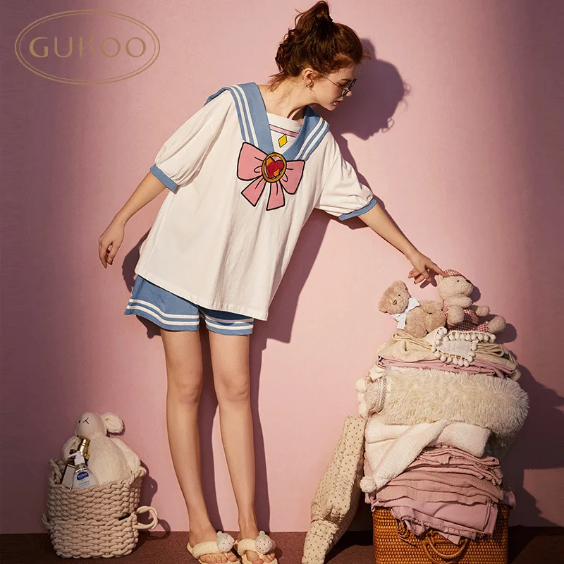 Sailor Moon Print Pyjamas Kawaii Women's Pajamas Set Autumn Full Cotton Cute Home Wear Female Lazy Style Loose Casual Sleepwear
Sailor Moon Print Pyjamas Kawaii Women's Pajamas Set Autumn Full Cotton Cute Home Wear Female Lazy Style Loose Casual Sleepwear