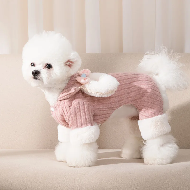 Autumn and winter thickened warmth radish rabbit puppies four-legged cotton coat medium and small clothes 
Autumn and winter thickened warmth radish rabbit puppies four-legged cotton coat medium and small clothes