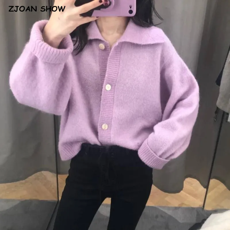 Macaron Purple Vintage Knitting Single Breasted Lapel Oversize Cardigan Kawaii Sweater Woman Loose Long Sleeve Jumper Knitwear
Macaron Purple Vintage Knitting Single Breasted Lapel Oversize Cardigan Kawaii Sweater Woman Loose Long Sleeve Jumper Knitwear