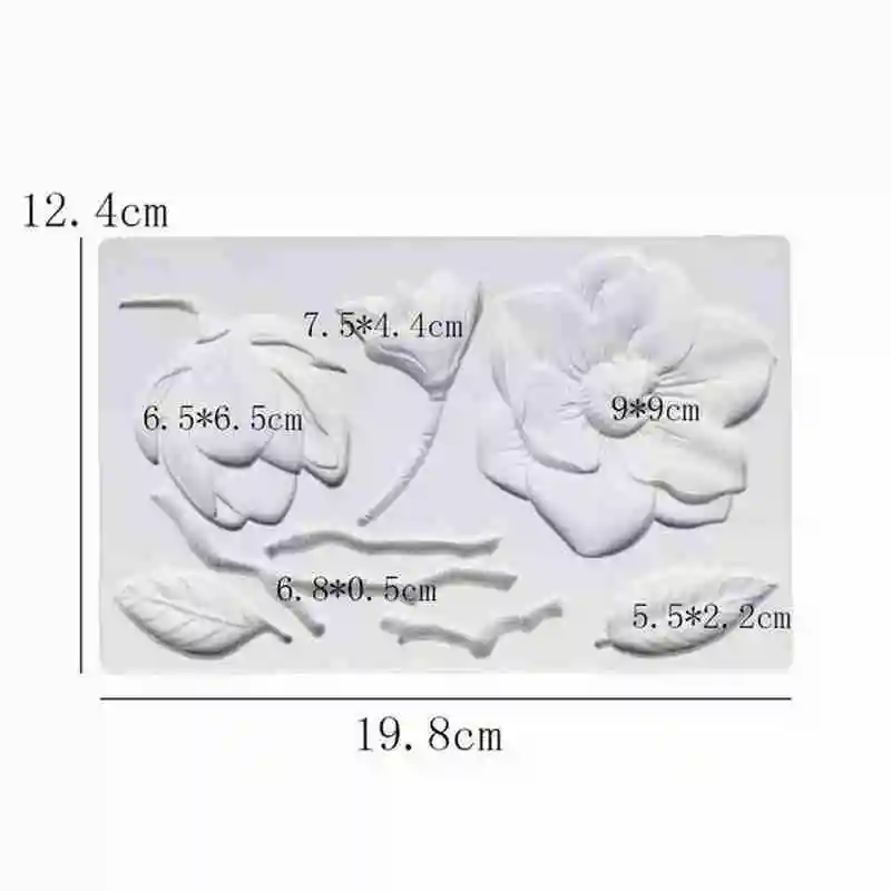 Fondant Silicone Sugar Mould 8 With Camellia Cake Chocolate Decoration Diy Epoxy Mould Silicone Material 19.8 * 12.7cm
Fondant Silicone Sugar Mould 8 With Camellia Cake Chocolate Decoration Diy Epoxy Mould Silicone Material 19.8 * 12.7cm