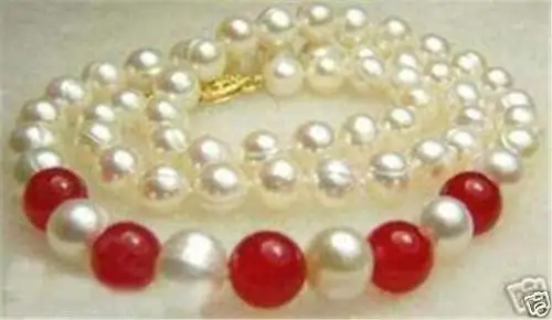 HABITOO New GREAT 18" Freshwater Cultured 7-8mm White Pearl & Red Jade Necklace Jewelry Chains Necklace for Woman Choker
HABITOO New GREAT 18" Freshwater Cultured 7-8mm White Pearl & Red Jade Necklace Jewelry Chains Necklace for Woman Choker