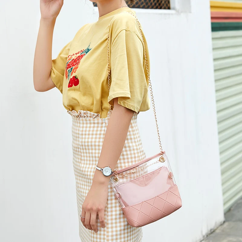 Transparent Jelly Bag For Women Clear Shoulder Bag Mini PVC And Leather Crossbody Messenger Bag Chain Sac Transparant
Transparent Jelly Bag For Women Clear Shoulder Bag Mini PVC And Leather Crossbody Messenger Bag Chain Sac Transparant