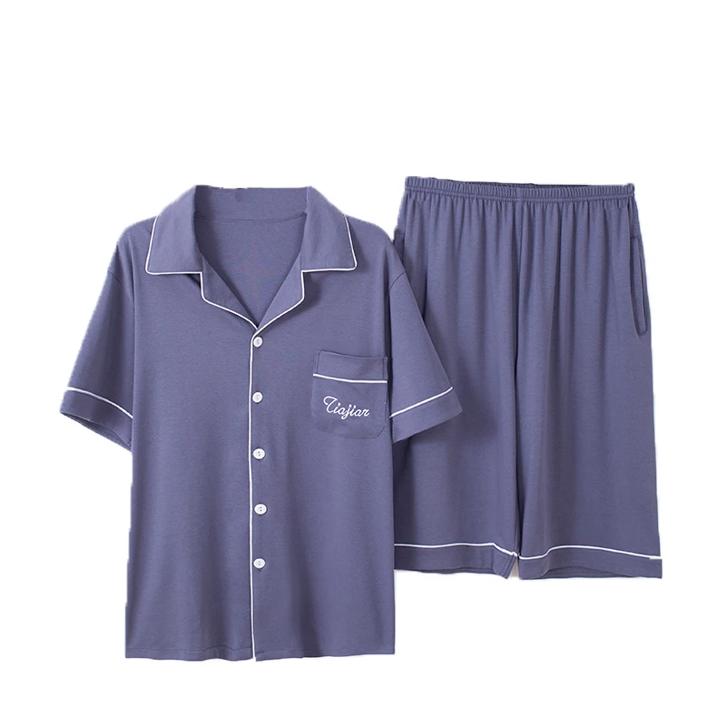 2021 Summer stripe Men Sleepwear Plus Szie Men's Pajama Set Short Sleeve Cotton Pajamas Men Elastic Waist Pants Leisure Outwear
2021 Summer stripe Men Sleepwear Plus Szie Men's Pajama Set Short Sleeve Cotton Pajamas Men Elastic Waist Pants Leisure Outwear