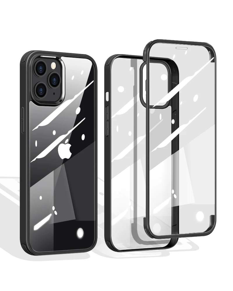 

Buckle Design Phone Case For iphone 13 Series Case Double-sided Clear High Alumina Glass Case for iphone 13 Pro Max Mini Case