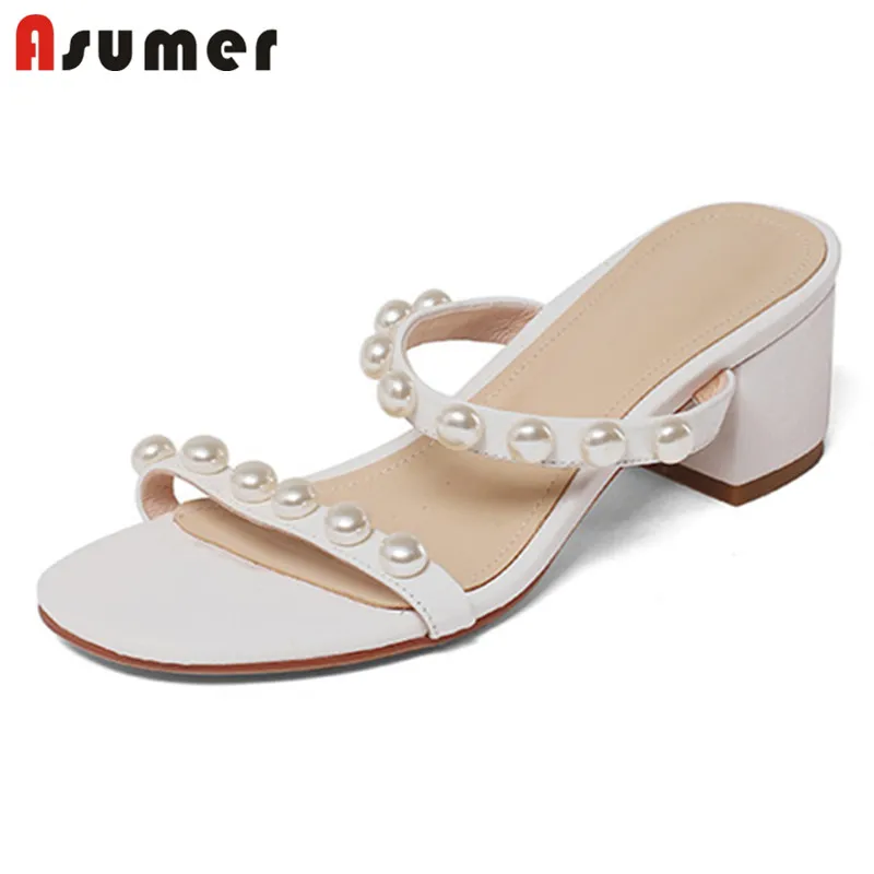Asumer 2021 Hot Sale Full Genuine Leather Shoes Women Sandals Pearl Mules Shoes Thick High Heels Casual Party Shoes Ladies
Asumer 2021 Hot Sale Full Genuine Leather Shoes Women Sandals Pearl Mules Shoes Thick High Heels Casual Party Shoes Ladies