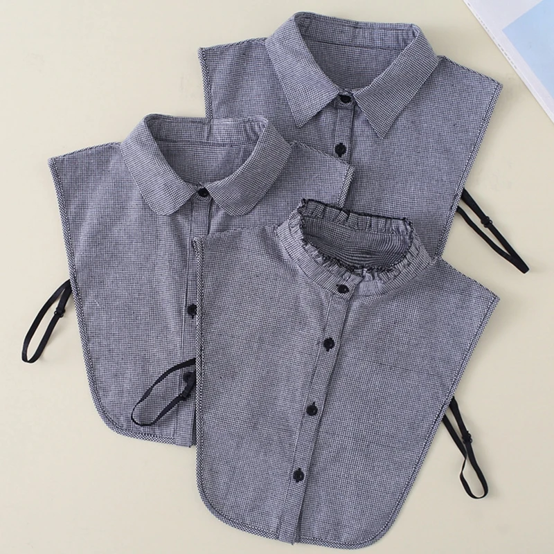 Women Student Ruffled Lapel Cotton Fake Collar Vintage Houndstooth Printed Button Detachable Half Shirt Blouse Dickey
Women Student Ruffled Lapel Cotton Fake Collar Vintage Houndstooth Printed Button Detachable Half Shirt Blouse Dickey