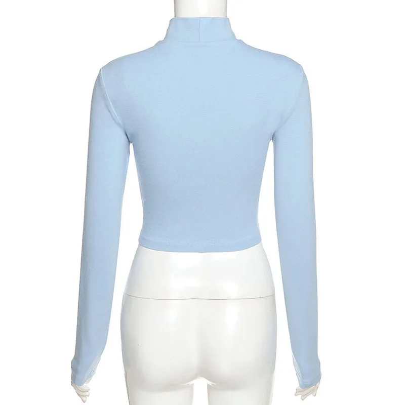 Women's Long Sleeve Half High Collar Printed Navel Top Women's T-Shirt Street Style Sexy Slim Fashion Short Top T-Shirt Women
Women's Long Sleeve Half High Collar Printed Navel Top Women's T-Shirt Street Style Sexy Slim Fashion Short Top T-Shirt Women