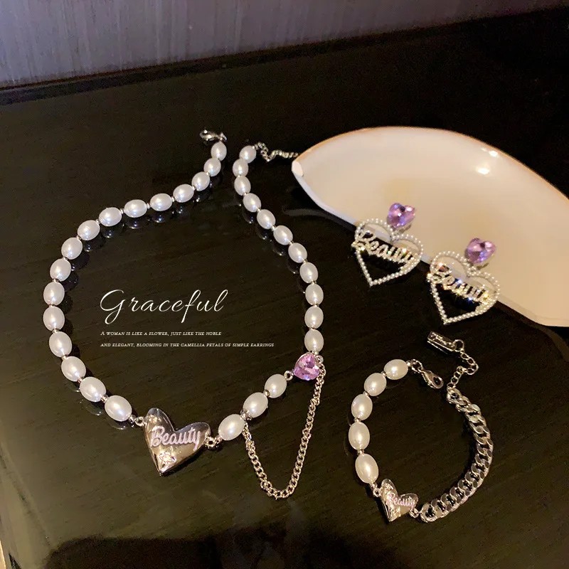 Korean Personality Net Red Temperament Design Sense Fresh Water Pearl Rhinestone Love Necklace Bracelet Earring Set Female
Korean Personality Net Red Temperament Design Sense Fresh Water Pearl Rhinestone Love Necklace Bracelet Earring Set Female
