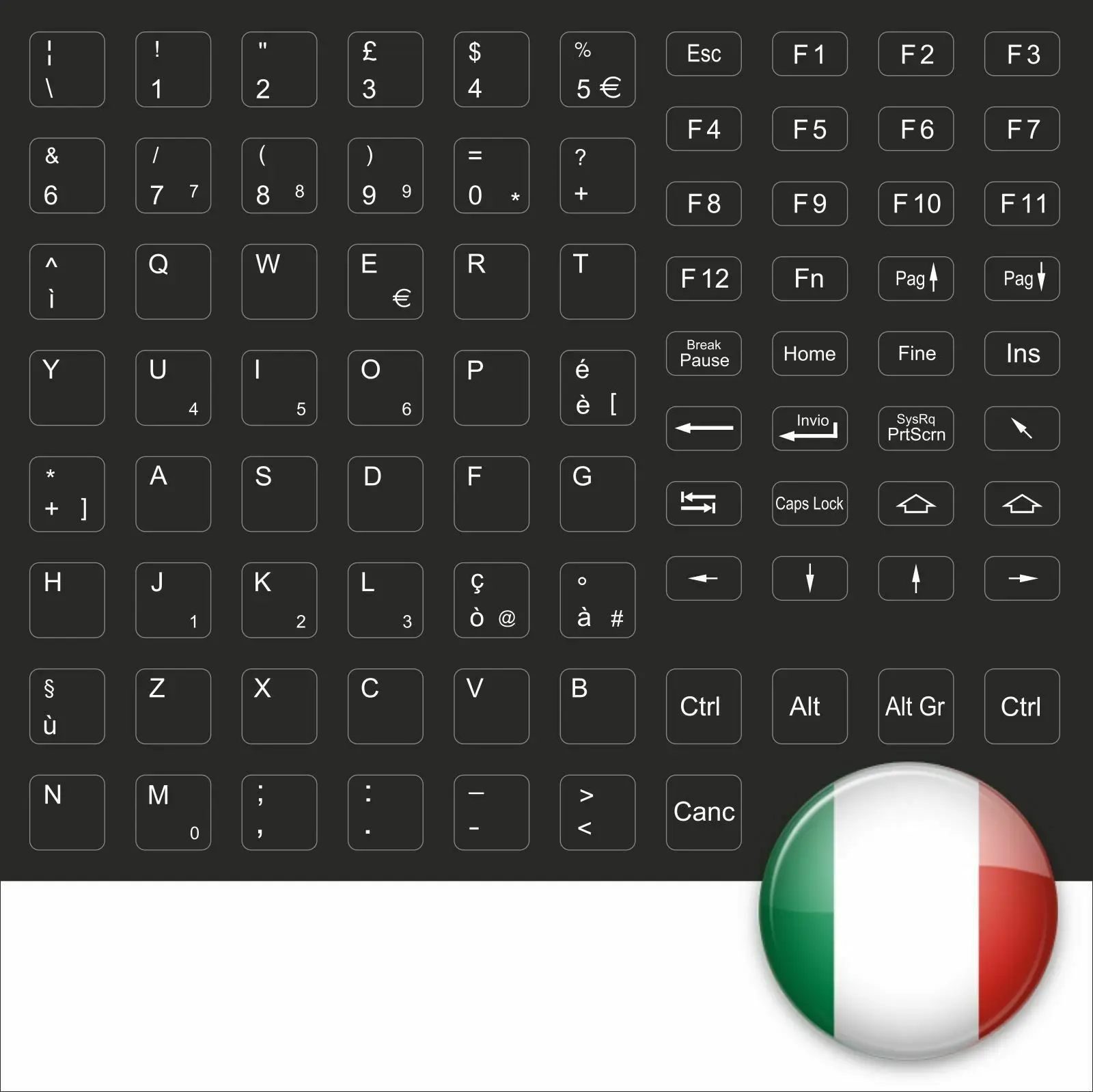 Черная палка для ключей, итальянские автонаклейки для Tastiera Italiano Nero Nuovo
Черная палка для ключей, итальянские автонаклейки для Tastiera Italiano Nero Nuovo