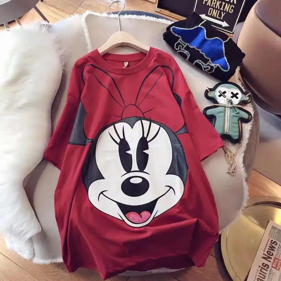 Mickey Mouse Women Loose Tee Shirt Femme Mid-Length Tshirt Summer Cartoon Print T-Shirt Short-Sleeved Kawaii Female Top Mujer
Mickey Mouse Women Loose Tee Shirt Femme Mid-Length Tshirt Summer Cartoon Print T-Shirt Short-Sleeved Kawaii Female Top Mujer