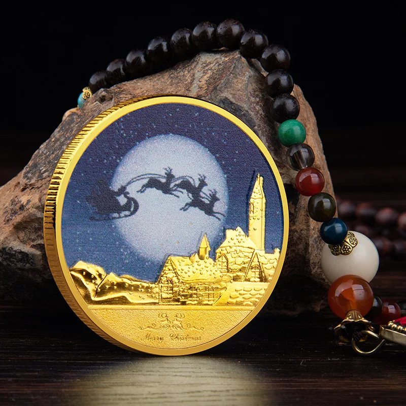 

Santa Claus Snowman Deer Collectible Coin Merry Christmas Gold/Silver Souvenir Coins Home Decor Crafts Art Commemorative Gift
