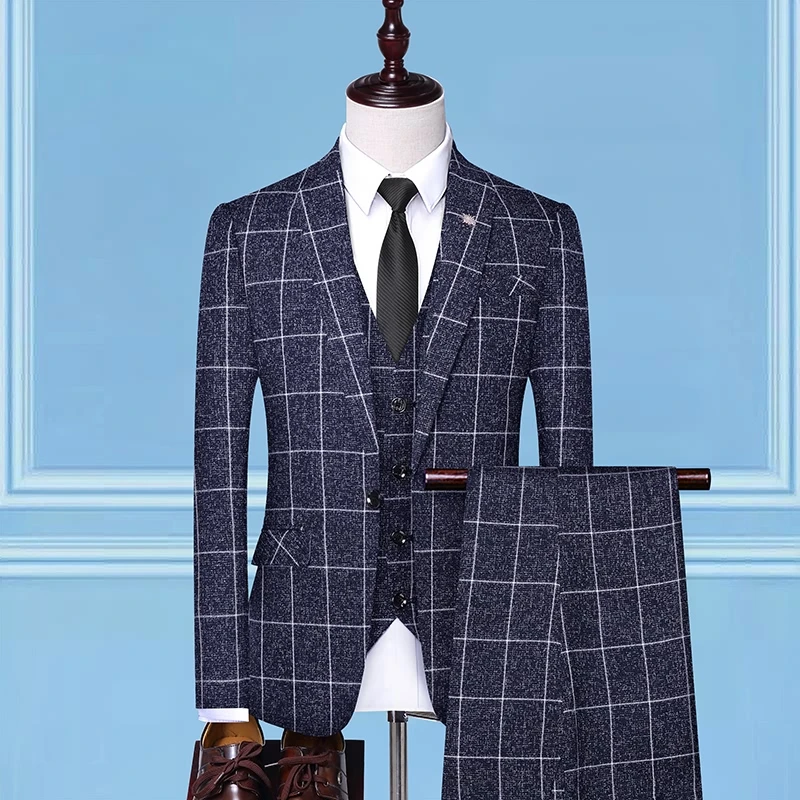 (Jackets+Vest+Pants) 2021 Men plaid business Blazers/Male slim fit pure cotton three-piece suit/Man plaid groom dress S-4XL
(Jackets+Vest+Pants) 2021 Men plaid business Blazers/Male slim fit pure cotton three-piece suit/Man plaid groom dress S-4XL