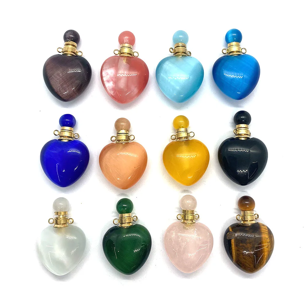 Love Heart-shaped Natural Stone Perfume Bottle Pendant 23x35mm Black Agate Aromatherapy Bottle Essential Oil Perfume Bottle
Love Heart-shaped Natural Stone Perfume Bottle Pendant 23x35mm Black Agate Aromatherapy Bottle Essential Oil Perfume Bottle