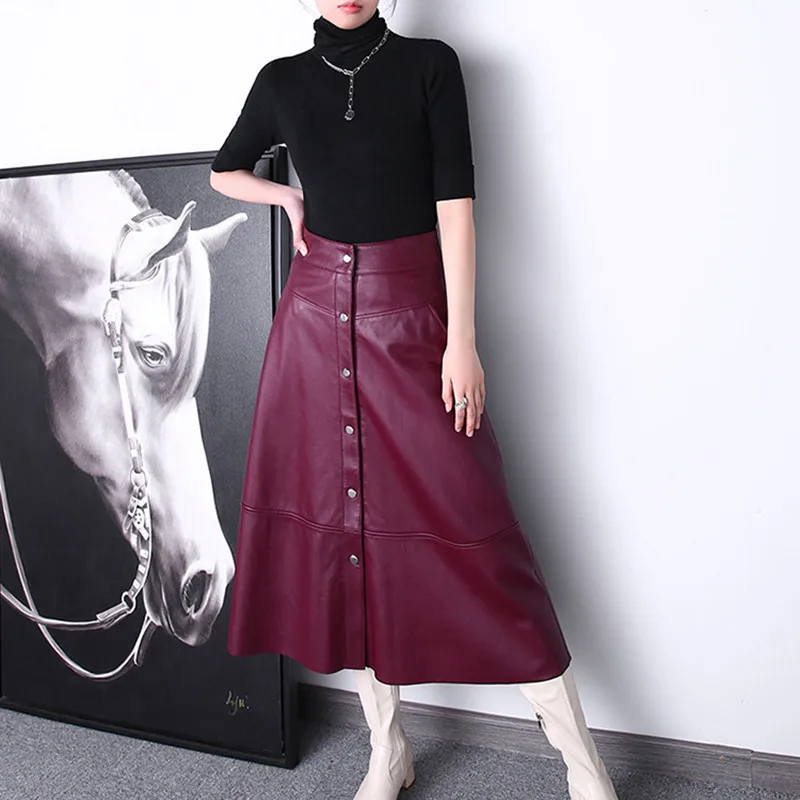 2023 Spring And Autumn New Arrival Women Casual High Waist Genuine Long Sheepskin Leather Skirt
2023 Spring And Autumn New Arrival Women Casual High Waist Genuine Long Sheepskin Leather Skirt