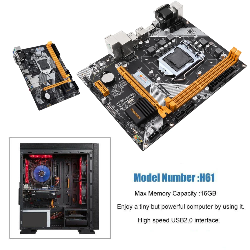 Brand New HUANANZHI LGA1155 Motherboard H61 Support DDR3 1333/1600MHz Memory USB2.0 VGA HDMI-Compatible
Brand New HUANANZHI LGA1155 Motherboard H61 Support DDR3 1333/1600MHz Memory USB2.0 VGA HDMI-Compatible