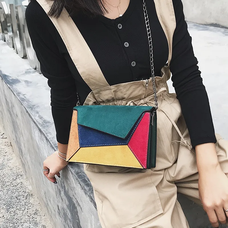 

New Retro Matte Patchwork Crossbody Bags for Women Small Flap Bags Chain Strap Shoulder Bag Ladies Criss-cross Bag