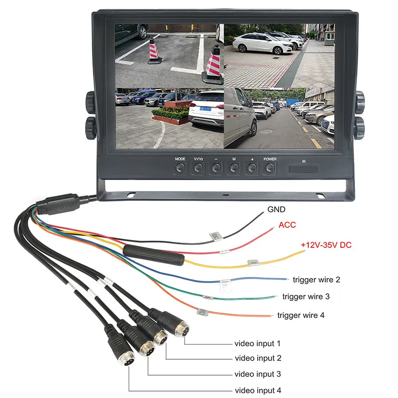 

DIYKIT 9inch 4CH AHD IPS Recorder DVR Car Monitor Vehicle Truck Night Vision Rear View Camera Support SD Card Recording