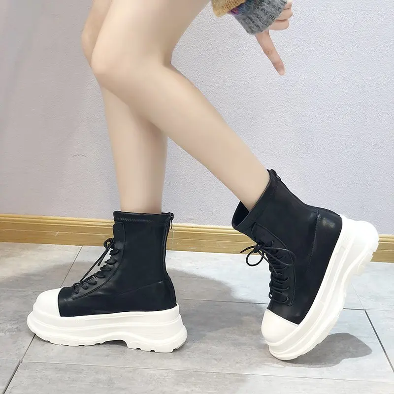 Lace Up Short Botas Zapatos De Mujer Ankle Boots for Women Autumn Winter Zipper Dropshipping Thick Bottom Shoes Chunky Platform 
Lace Up Short Botas Zapatos De Mujer Ankle Boots for Women Autumn Winter Zipper Dropshipping Thick Bottom Shoes Chunky Platform