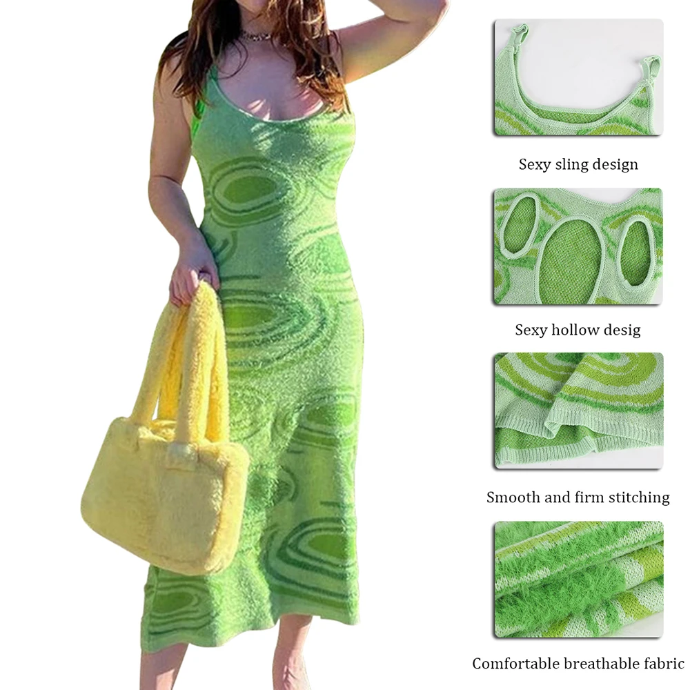 2021 Print Knit Bodycon Dress Women Green Y2K Summer Hollow Out Sexy Sleeveless Spaghetti Strap Beach Midi Dresses Party
2021 Print Knit Bodycon Dress Women Green Y2K Summer Hollow Out Sexy Sleeveless Spaghetti Strap Beach Midi Dresses Party