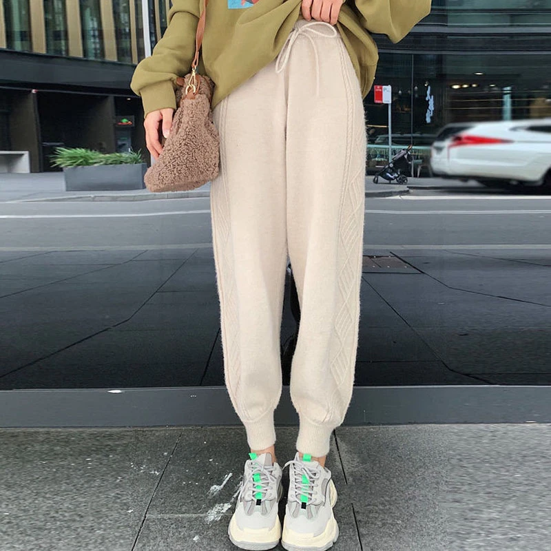 Casual Knitted Women Elastic Waist Drawstring Trousers Harem Pants Lurex Glitter Autumn Winter Sport Women's Sweater Pants
Casual Knitted Women Elastic Waist Drawstring Trousers Harem Pants Lurex Glitter Autumn Winter Sport Women's Sweater Pants