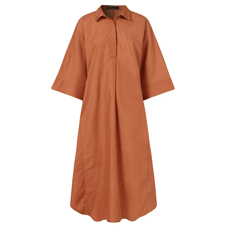 Autumn Lapel Neck 3/4 Sleeve Shirt Dress ZANZEA Vintage Women Sundress Casual Solid Vestidos Kaftan Robe Femme Loose Dresses
Autumn Lapel Neck 3/4 Sleeve Shirt Dress ZANZEA Vintage Women Sundress Casual Solid Vestidos Kaftan Robe Femme Loose Dresses