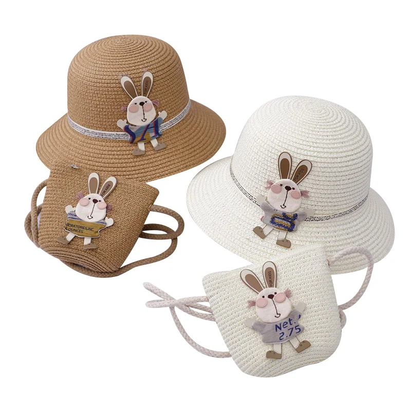Соломенная шляпа для маленьких девочек летняя Милая шапка кролика уличная
