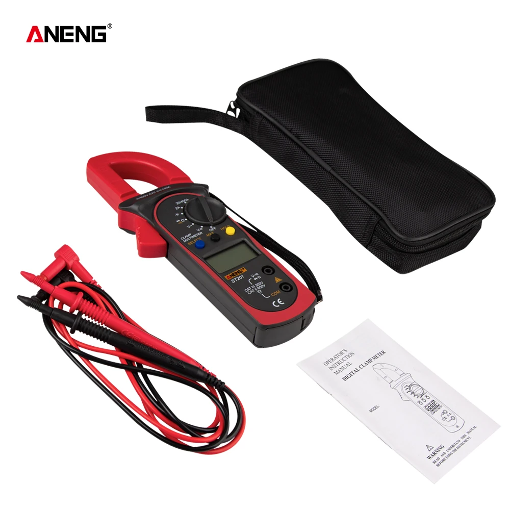 

Цифровой мультиметр-зажим ANENG ST201, измеритель напряжения и тока, 4000 расчетов, амперметр-зажим, стандартный измеритель, испытание мощности