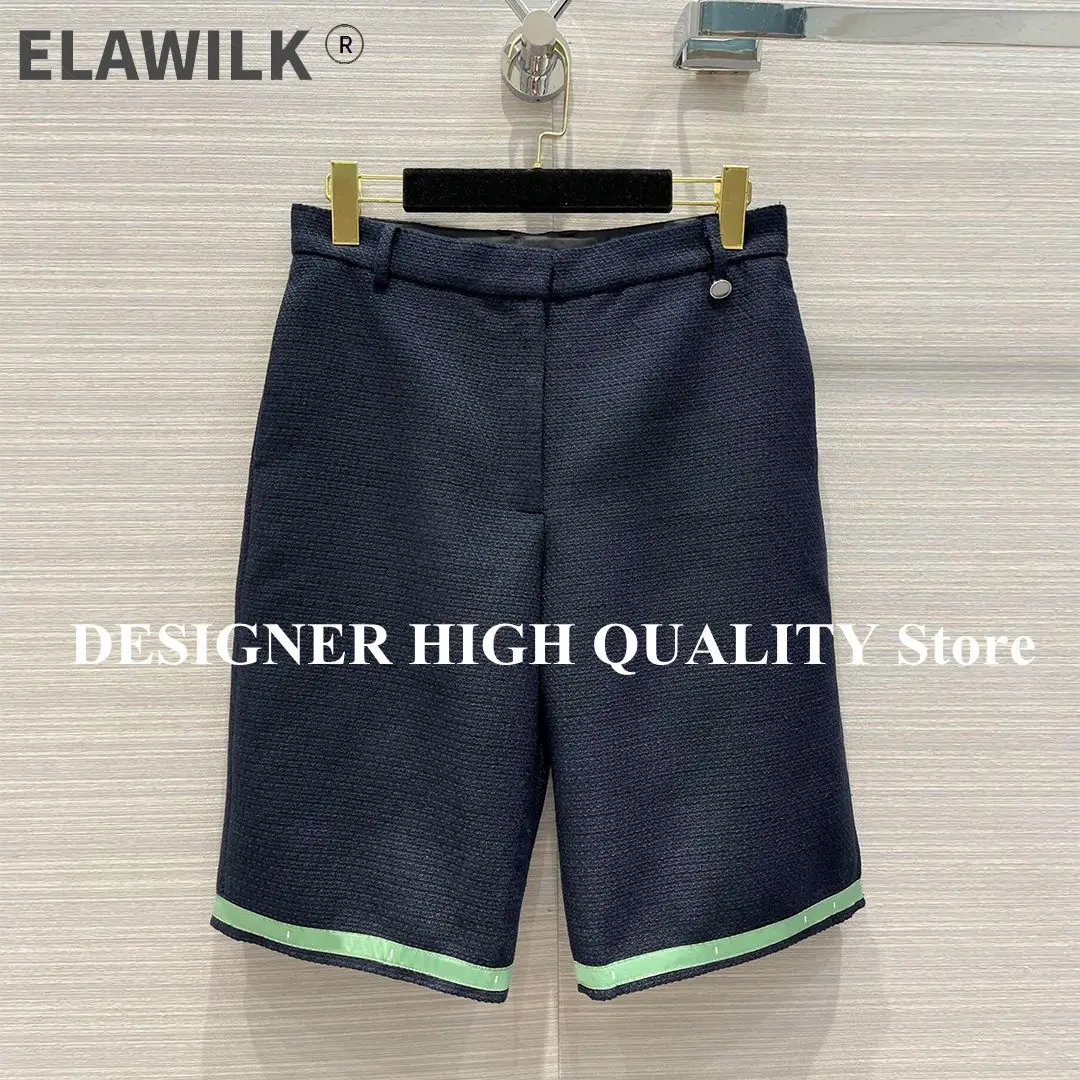 2021 Spring Summer Vintage Navy Tweed Half Length Shorts Women Button Zipper High Waist Casual Wide Leg Stripe Patchwork Shorts
2021 Spring Summer Vintage Navy Tweed Half Length Shorts Women Button Zipper High Waist Casual Wide Leg Stripe Patchwork Shorts
