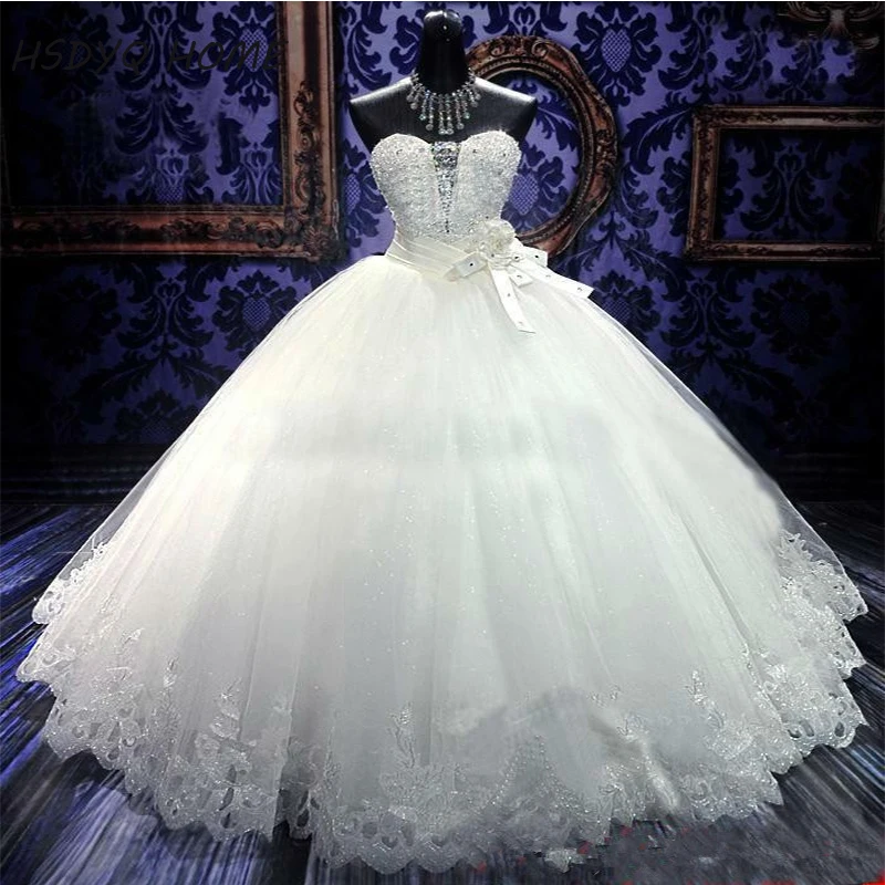 Роскошные свадебные платья с кристаллами и бусинами белого цвета слоновой кости
