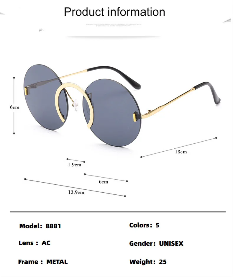 Nose Ring Round Sunglasses Fashion Unique Women Vintage Rimless Eyeglasses Clear Ocean Lens Eyewear Men Sun Glasses Shades
Nose Ring Round Sunglasses Fashion Unique Women Vintage Rimless Eyeglasses Clear Ocean Lens Eyewear Men Sun Glasses Shades