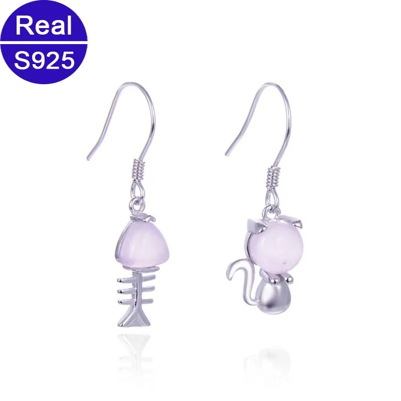 Fashion Personality Cute Asymmetric Crystal 925 Sterling Silver Cat and Fish Earrings Drop For Women Girls Birhtday Gift
Fashion Personality Cute Asymmetric Crystal 925 Sterling Silver Cat and Fish Earrings Drop For Women Girls Birhtday Gift