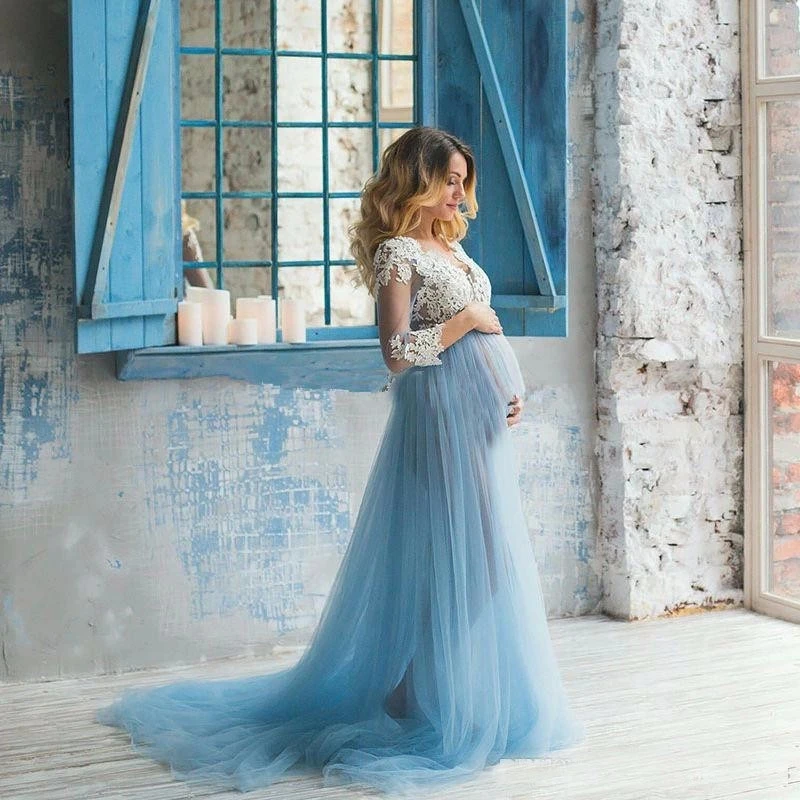 Lace 3/4 Sleeve Gorgeous Maternity Dress For Photography Pregnant Woman Tulle Split Prom Dresses A Line Party Vestido De Fiesta
Lace 3/4 Sleeve Gorgeous Maternity Dress For Photography Pregnant Woman Tulle Split Prom Dresses A Line Party Vestido De Fiesta