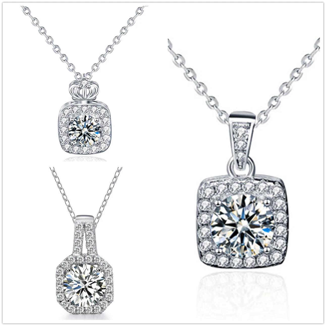 100% S925 Sterling Silver Necklace Original White Gold Crown Square Mozanstone Female Fashion Jewelry Couple Christmas Gift
100% S925 Sterling Silver Necklace Original White Gold Crown Square Mozanstone Female Fashion Jewelry Couple Christmas Gift