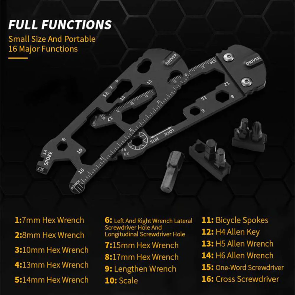 Wrench Multi-tool Portable Tools Kit Mini Universal Bicycle Chrome Vanadium Steel Home Repair Tools
Wrench Multi-tool Portable Tools Kit Mini Universal Bicycle Chrome Vanadium Steel Home Repair Tools